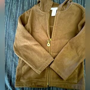 Brown Janie and Jack Fleece little Girls Jacket w/ hood
